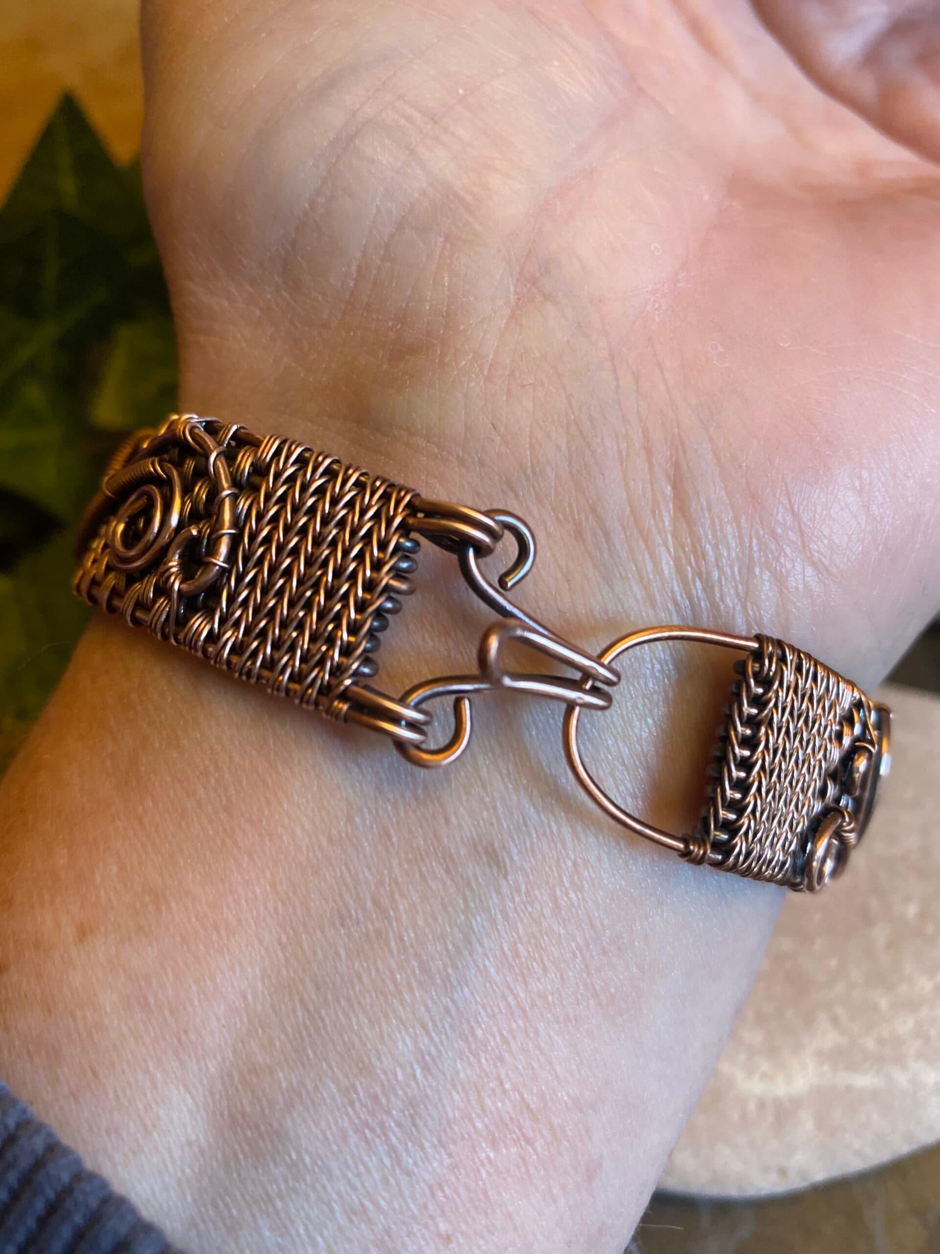 Labradorite Eye Cuff Bracelet | Antiqued Copper Wire Jewellery, view 12