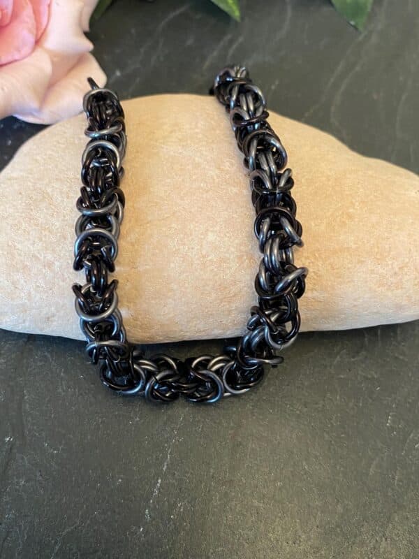 Byzantine Chain Mail Black and Grey Bracelet