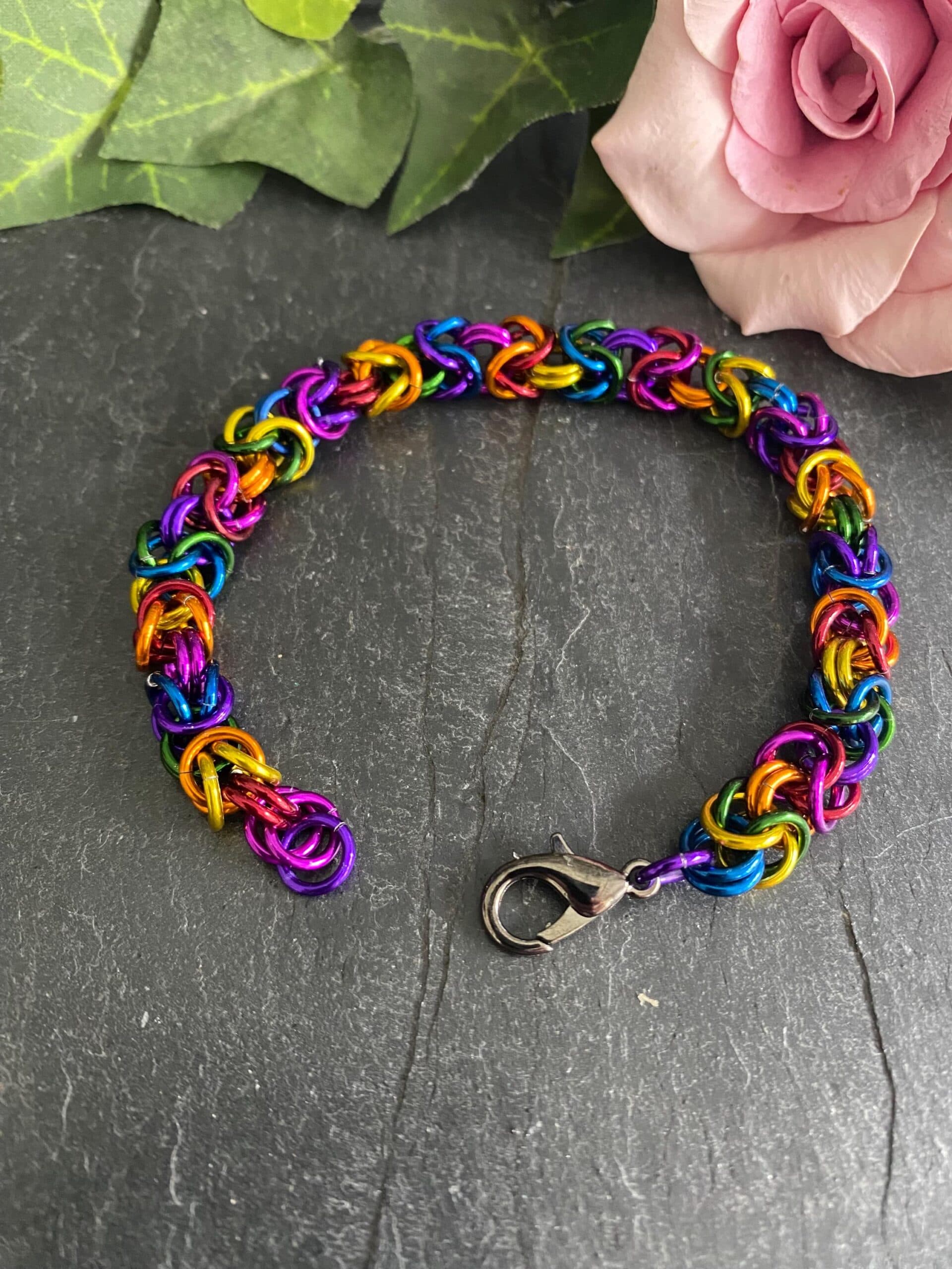 Byzantine Chain Mail Rainbow Bracelet