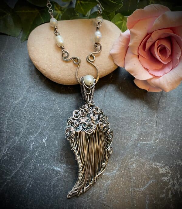 angel wing necklace silver filled