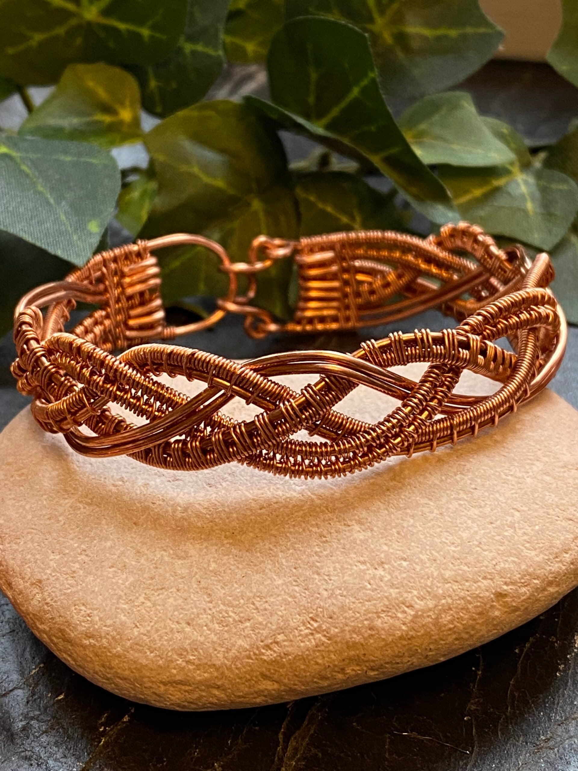 Copper 4 strand braid bracelet with hook closure Handmade braided copper wire bracelet with woven textures Artisan copper bracelet made from eight strands of wire