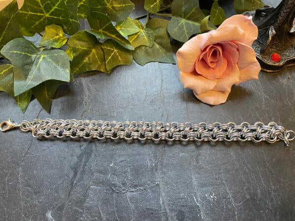 Japanese double four and one chainmail bracelet made from anodised aluminium Handmade chainmail bracelet with Japanese weave pattern Lightweight anodised aluminium chainmail bracelet