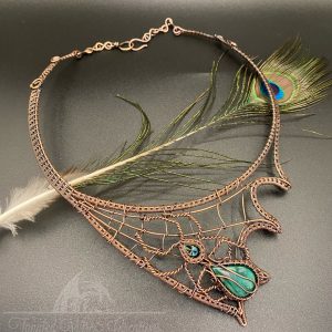 Copper Spider Bib Necklace – Handmade Statement Jewelry