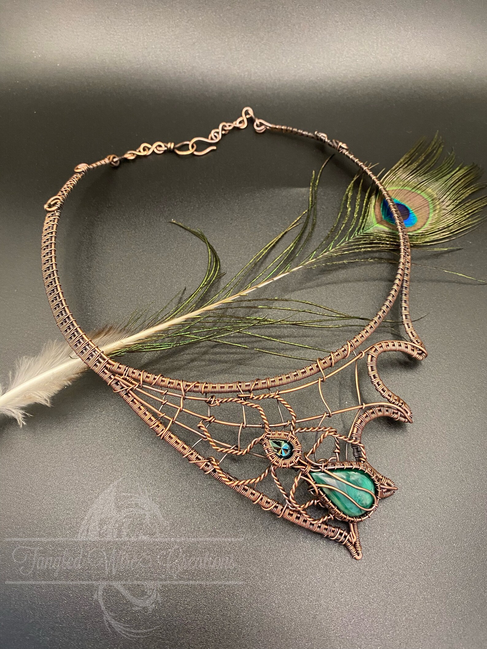 Copper Spider Bib Necklace – Handmade Statement Jewelry