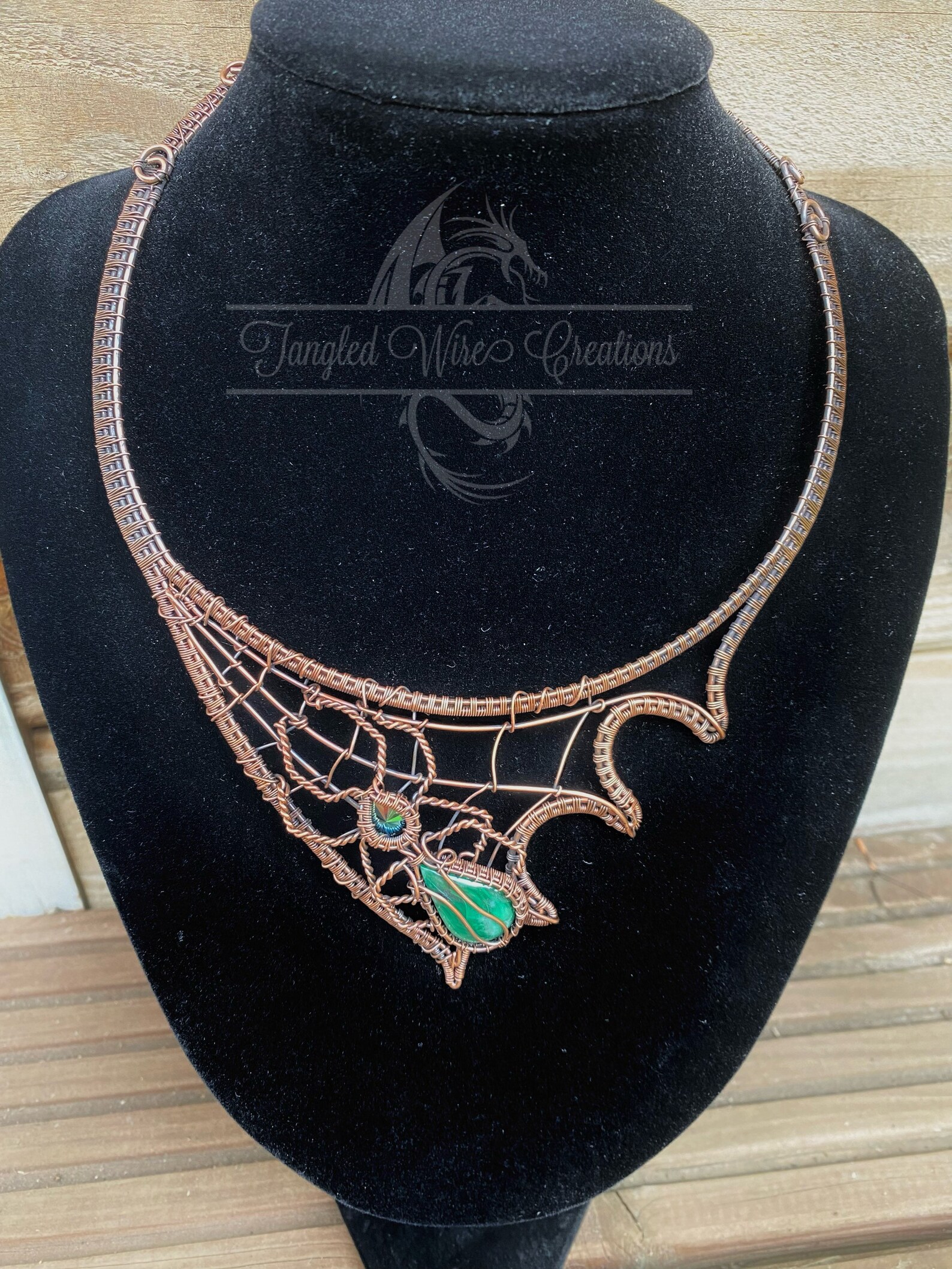 Copper Spider Bib Necklace – Handmade Statement Jewelry - Image 2