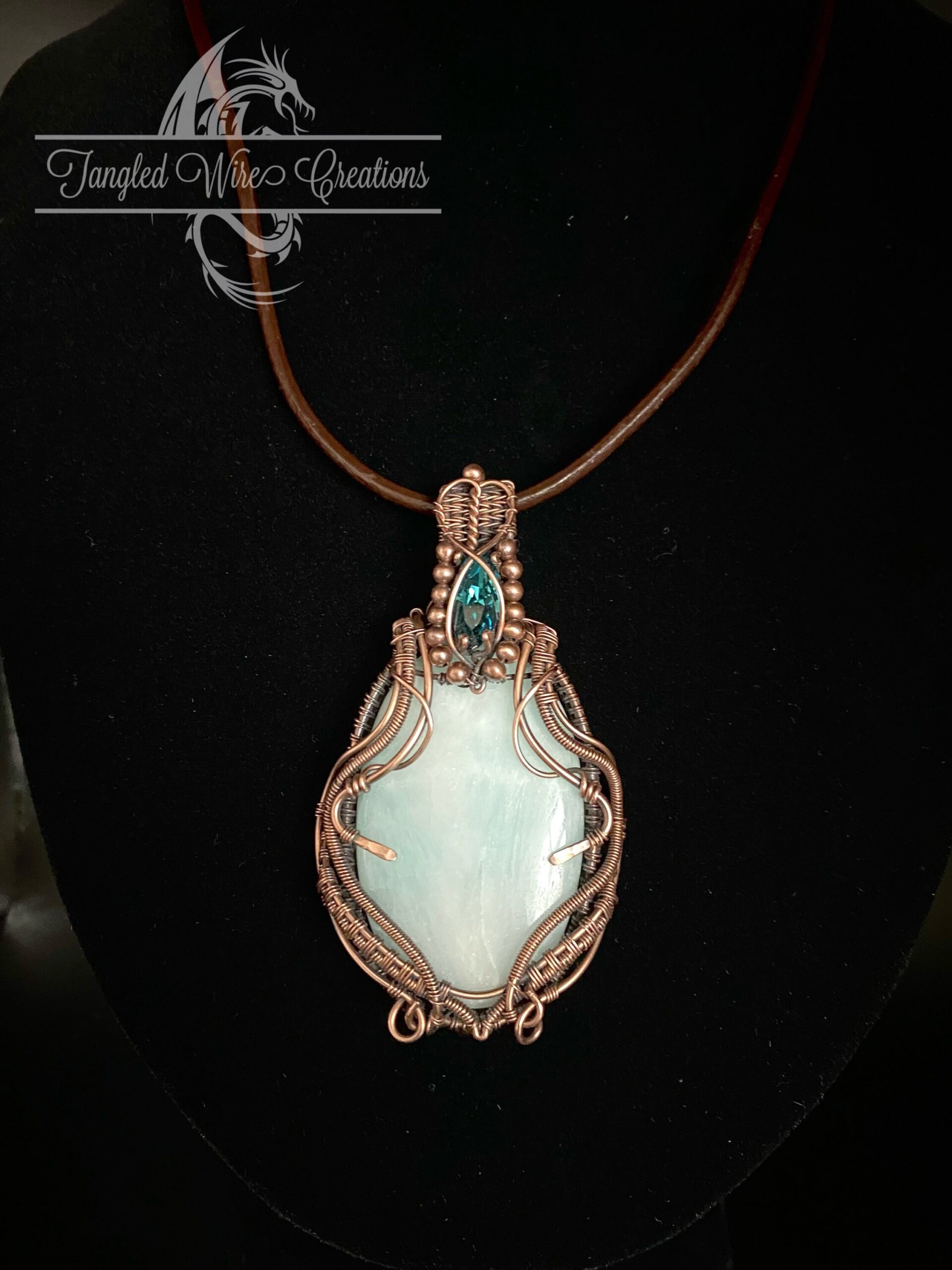 Amazonite Wire Wrapped Copper Pendant - Image 2