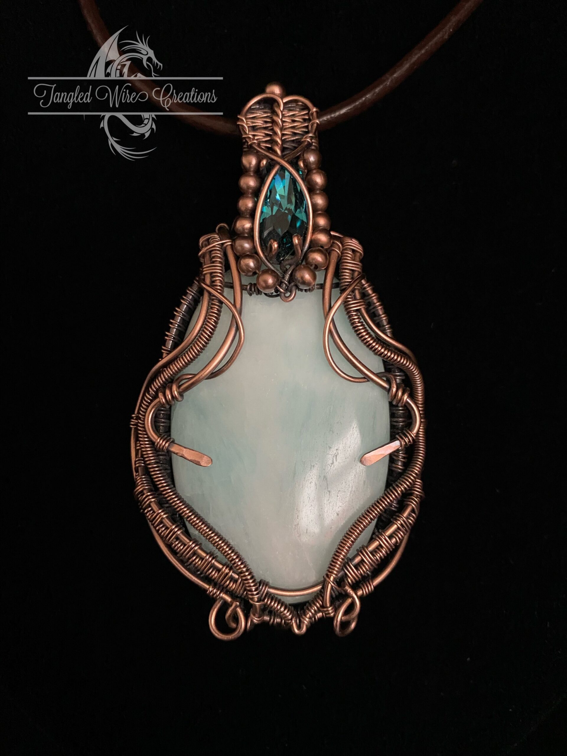 Amazonite Wire Wrapped Copper Pendant - Image 3