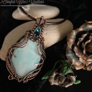 Amazonite Wire Wrapped Copper Pendant
