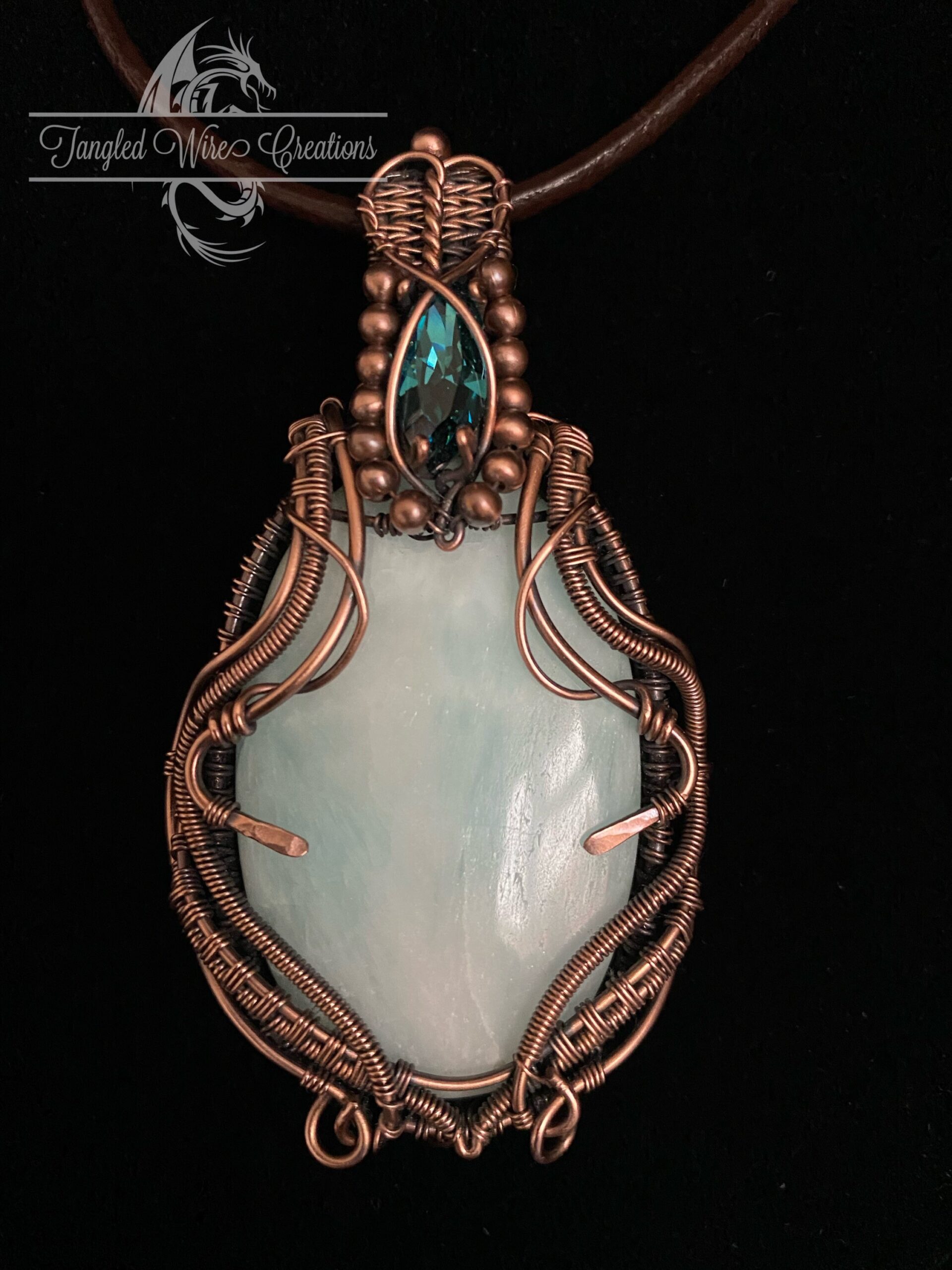 Amazonite Wire Wrapped Copper Pendant - Image 6