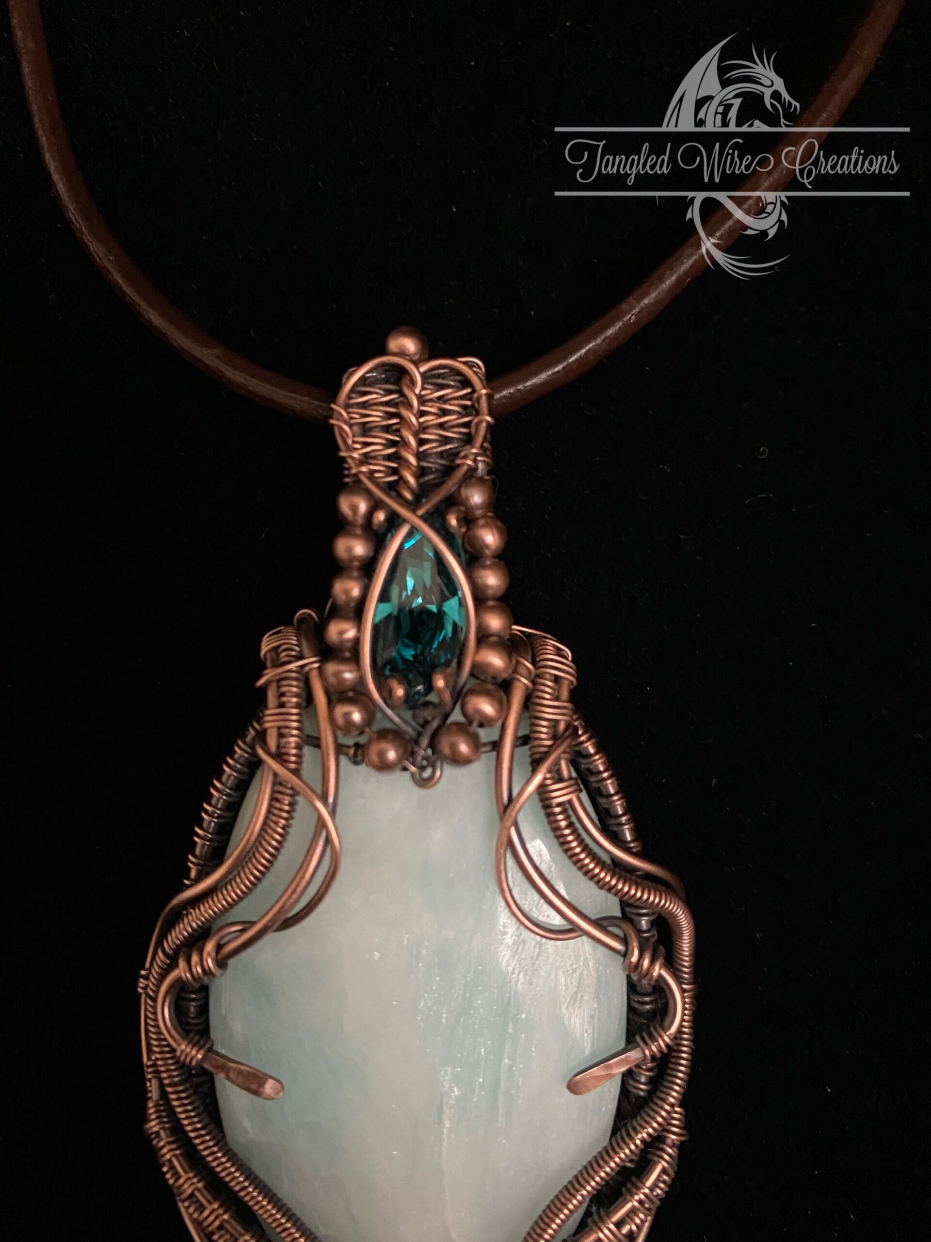 Amazonite Wire Wrapped Copper Pendant - Image 8