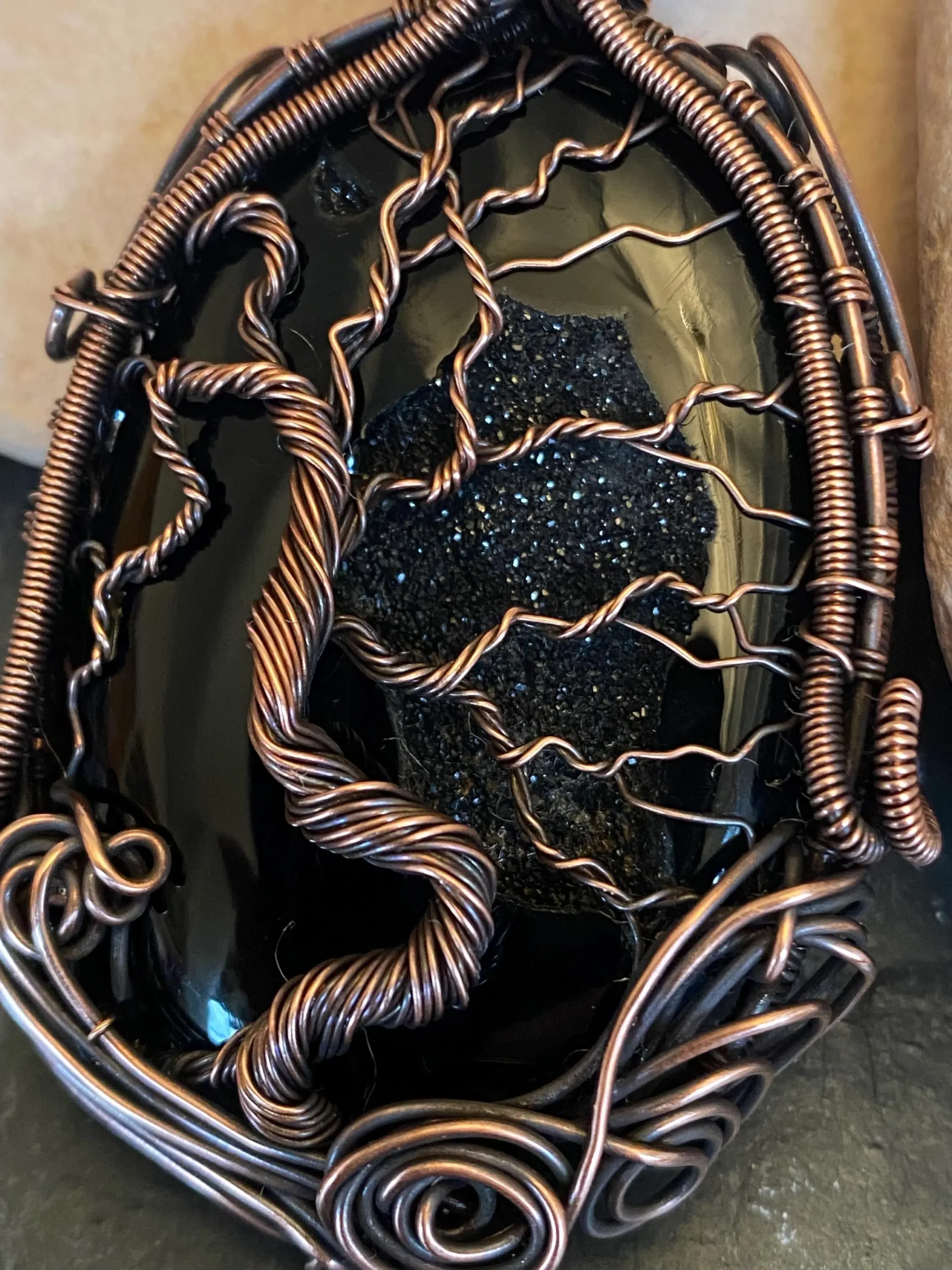 Black Onyx Druzy Agate Geode Tree of Life Pendant - Image 9