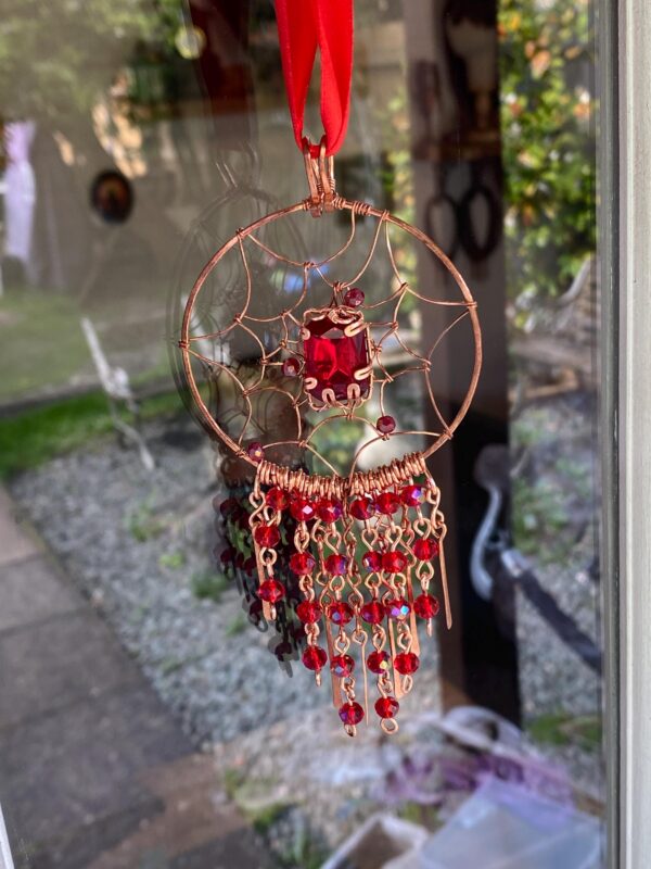 Copper Dreamcatcher Charm — Handmade Window & Rearview Mirror Suncatcher - Image 9