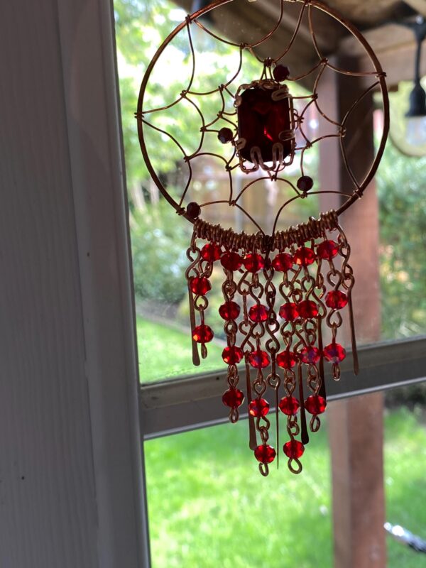 Copper Dreamcatcher Charm — Handmade Window & Rearview Mirror Suncatcher - Image 5