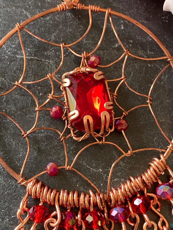 Copper Dreamcatcher Charm — Handmade Window & Rearview Mirror Suncatcher - Image 3