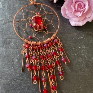 Copper Dreamcatcher Charm — Handmade Window & Rearview Mirror Suncatcher
