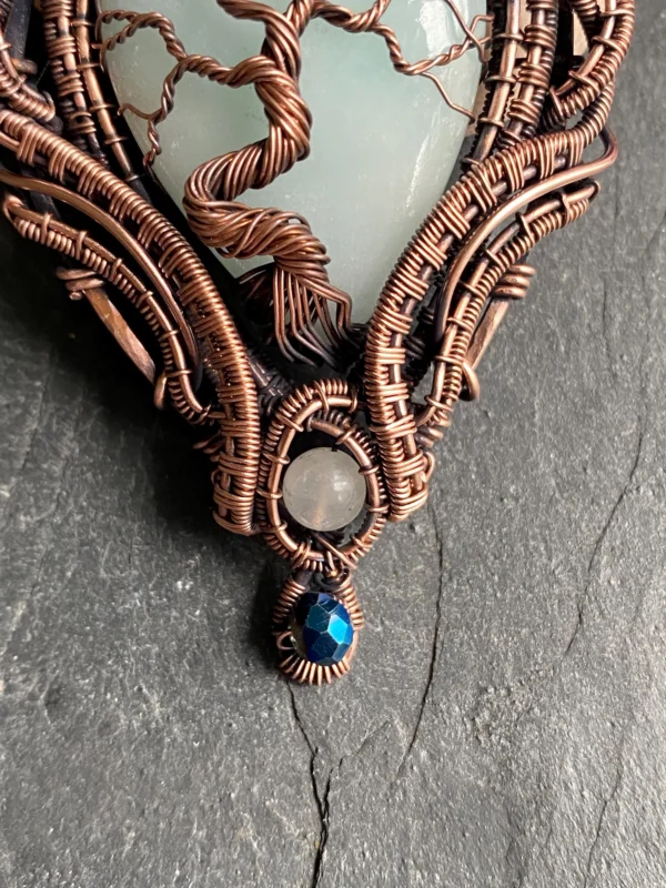 Amazonite Wire Wrapped Copper tree of life Pendant - Image 8