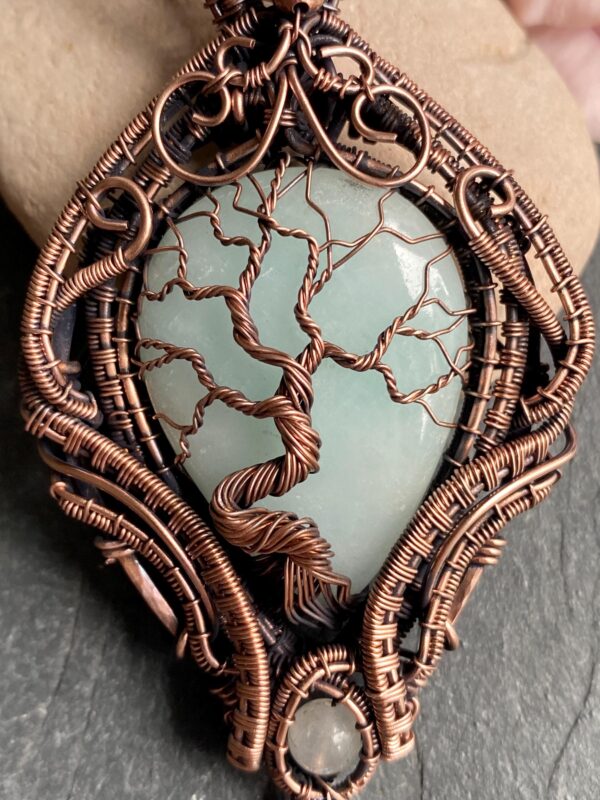 Amazonite Wire Wrapped Copper tree of life Pendant - Image 2