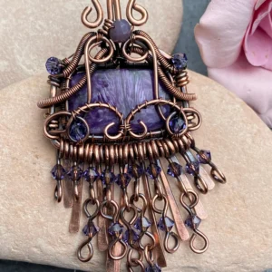 Copper Charoite Pendant – Boho Chic Handmade Necklace