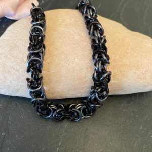 Byzantine Chain Mail Black and Grey Bracelet