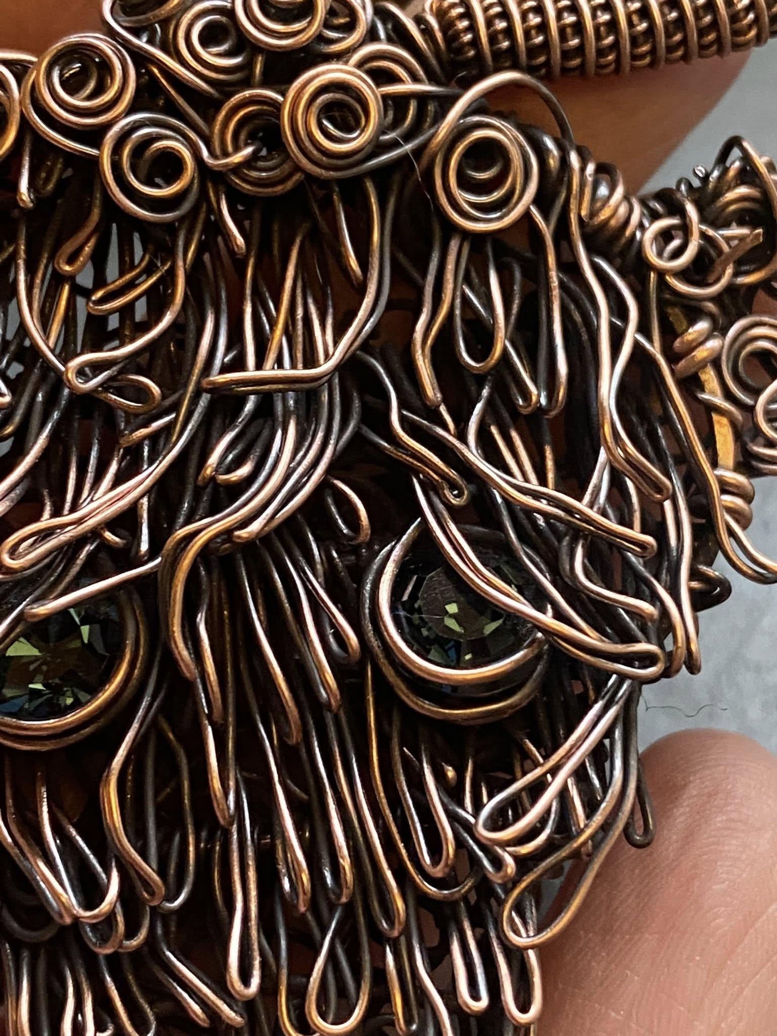 Handmade Copper Highland Cow Brooch – Woven Copper with Swarovski Crystal Eyes - Image 5