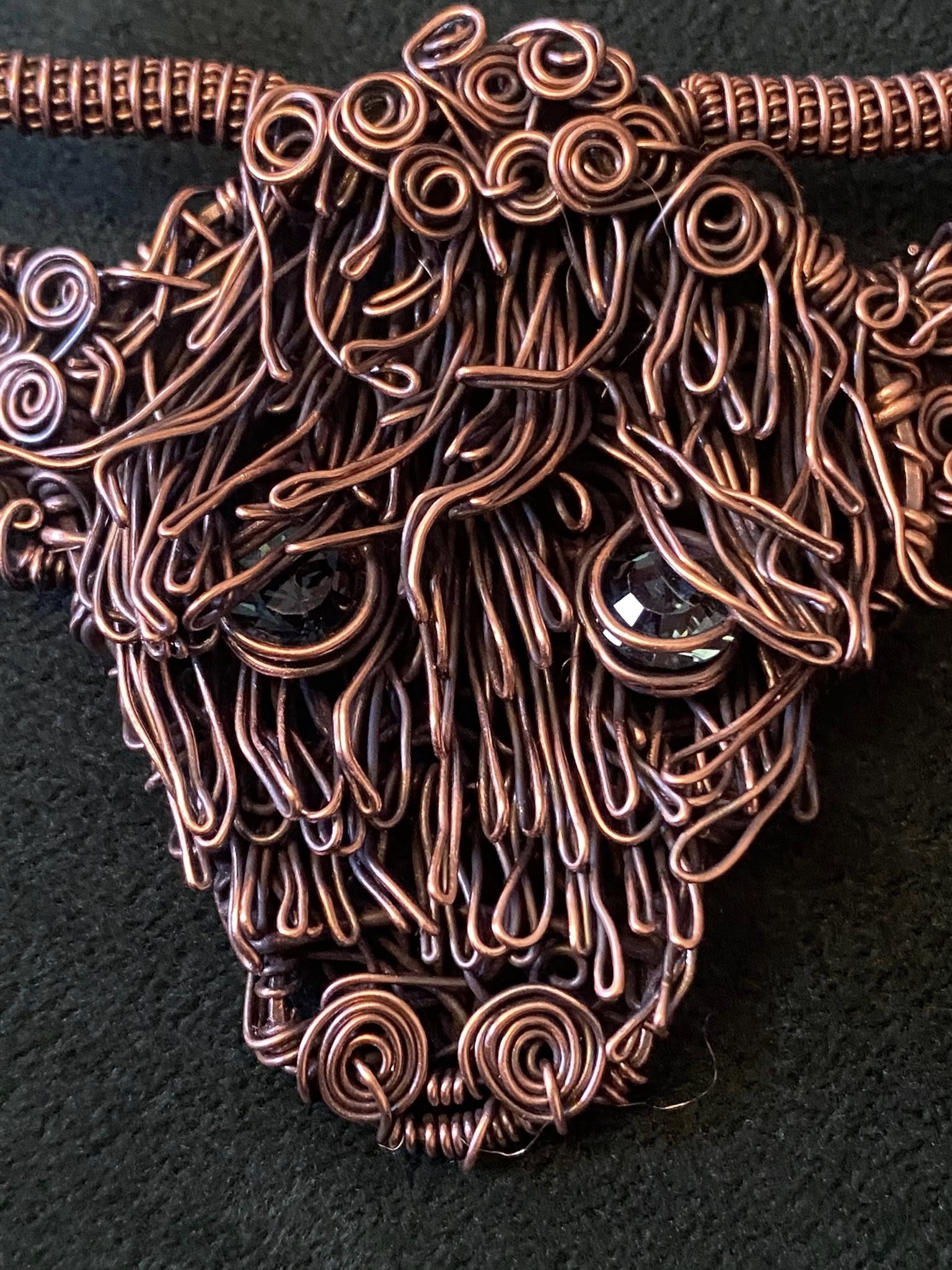 Handmade Copper Highland Cow Brooch – Woven Copper with Swarovski Crystal Eyes - Image 7