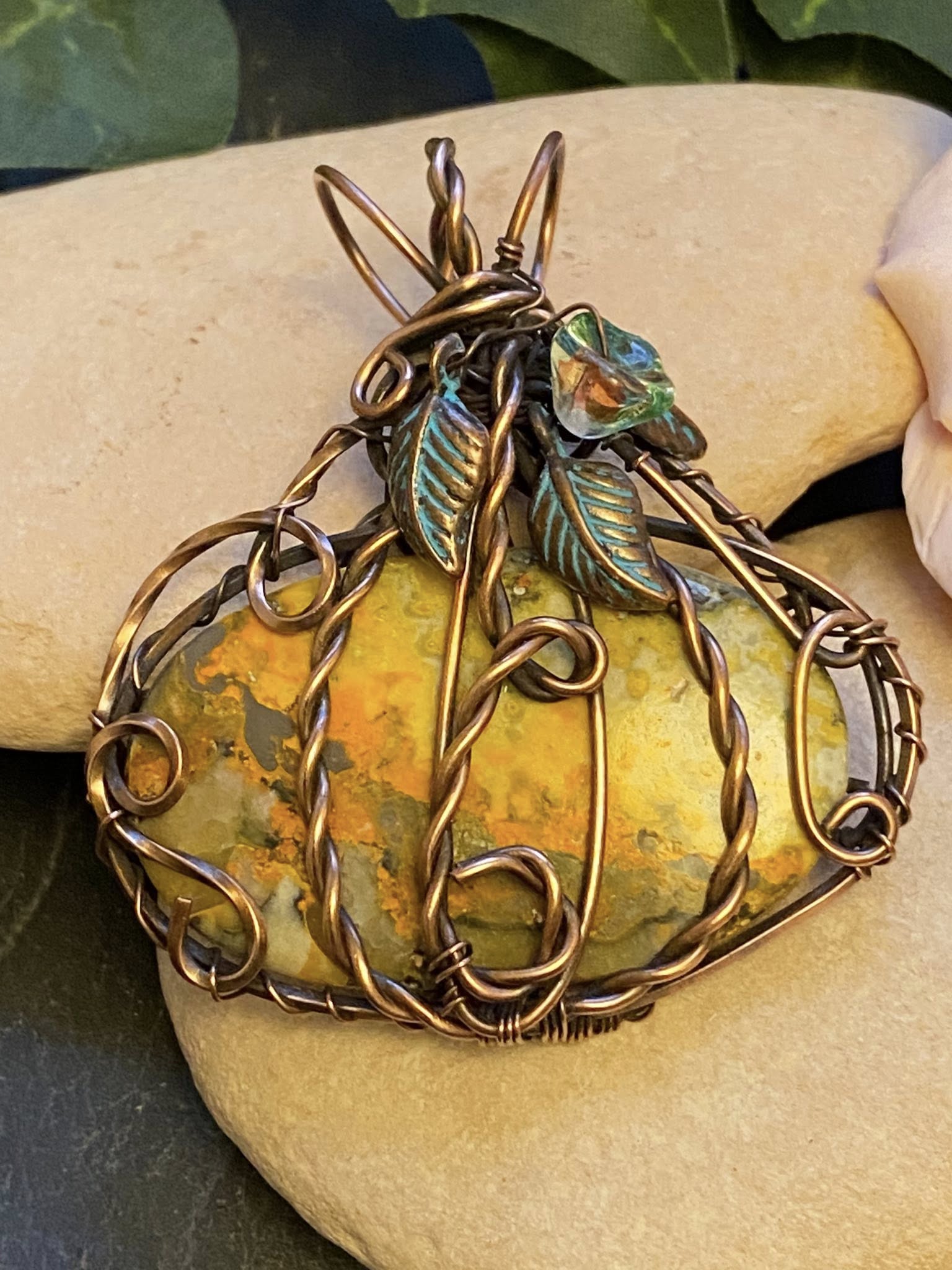 Bumblebee Jasper Pumpkin Pendant - Image 4