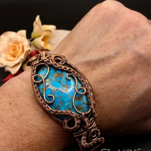 Copper Turquoise Wire Woven Cuff Bracelet