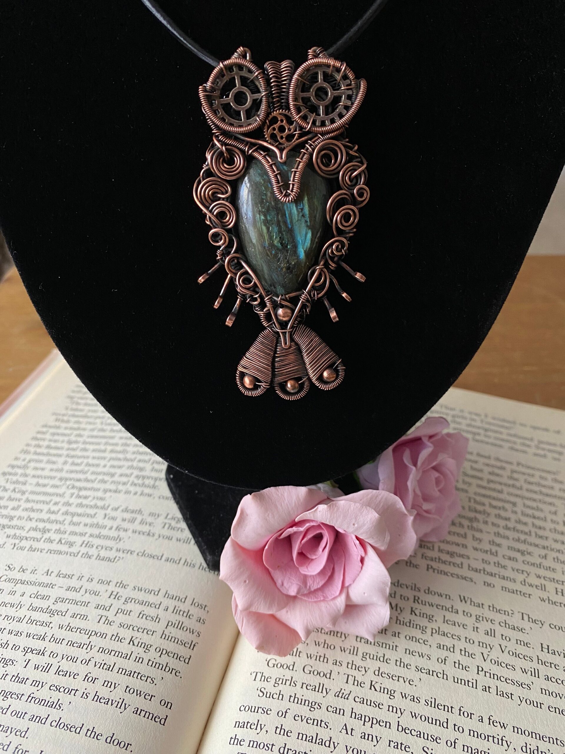 Copper Labradorite Owl Pendant - Image 6