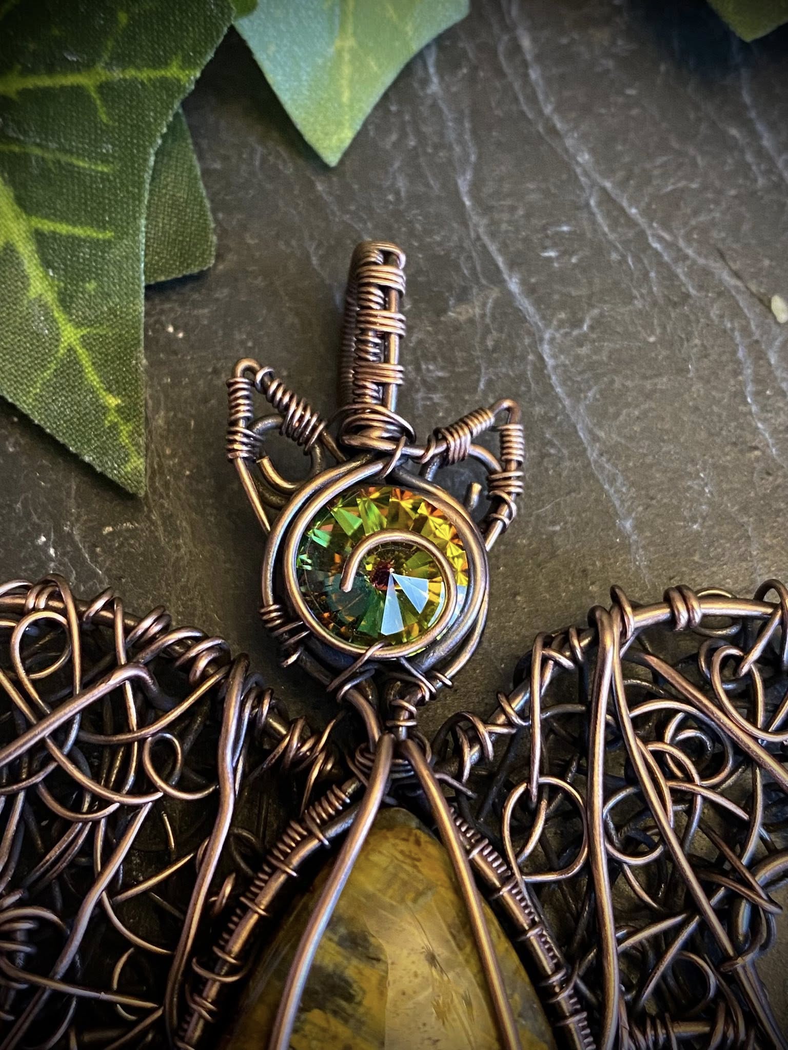 Copper Wire Wrapped Nelite Bat Pendant - Image 2