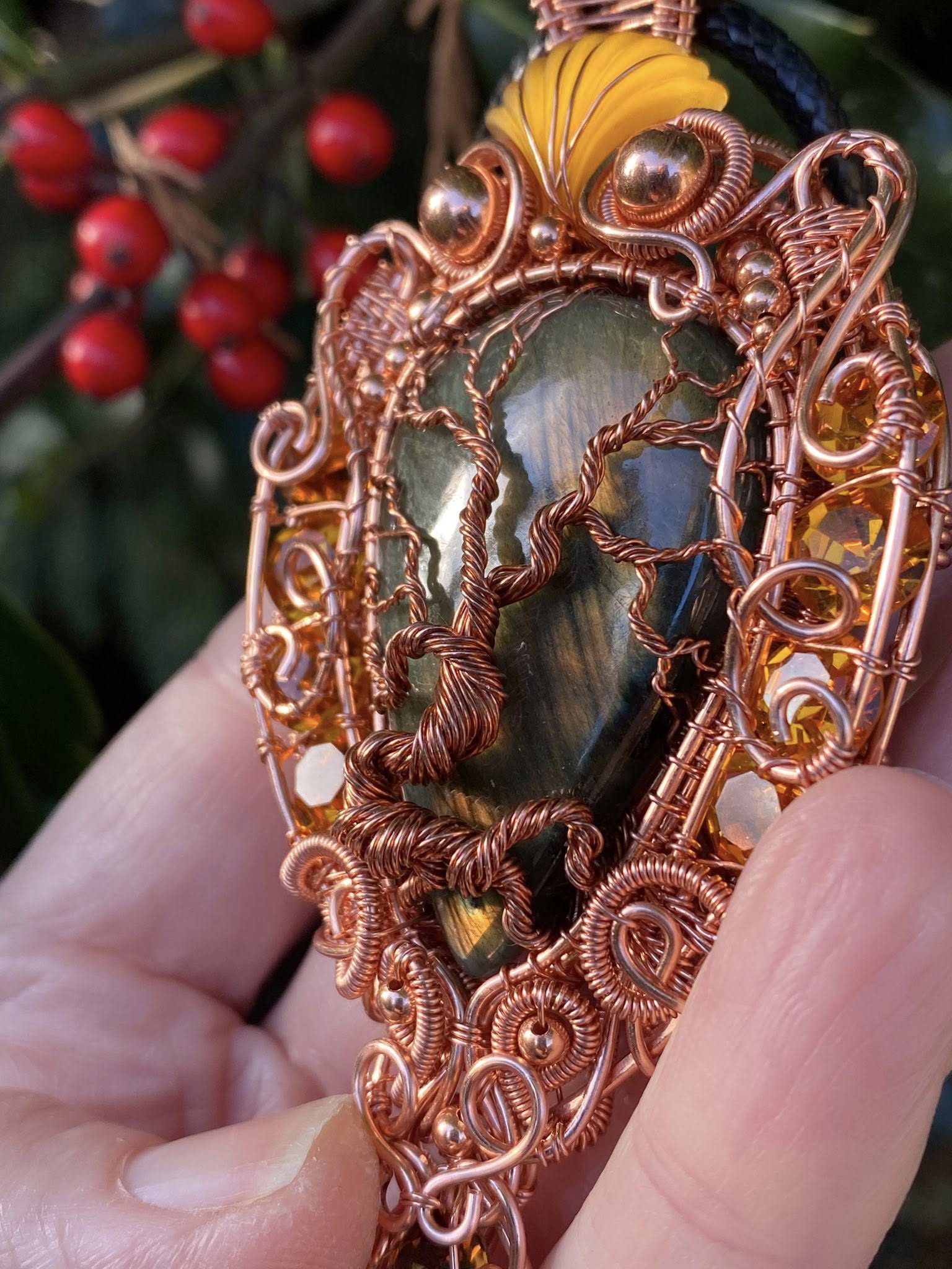 Copper Labradorite Tree of Life Pendant - Image 3