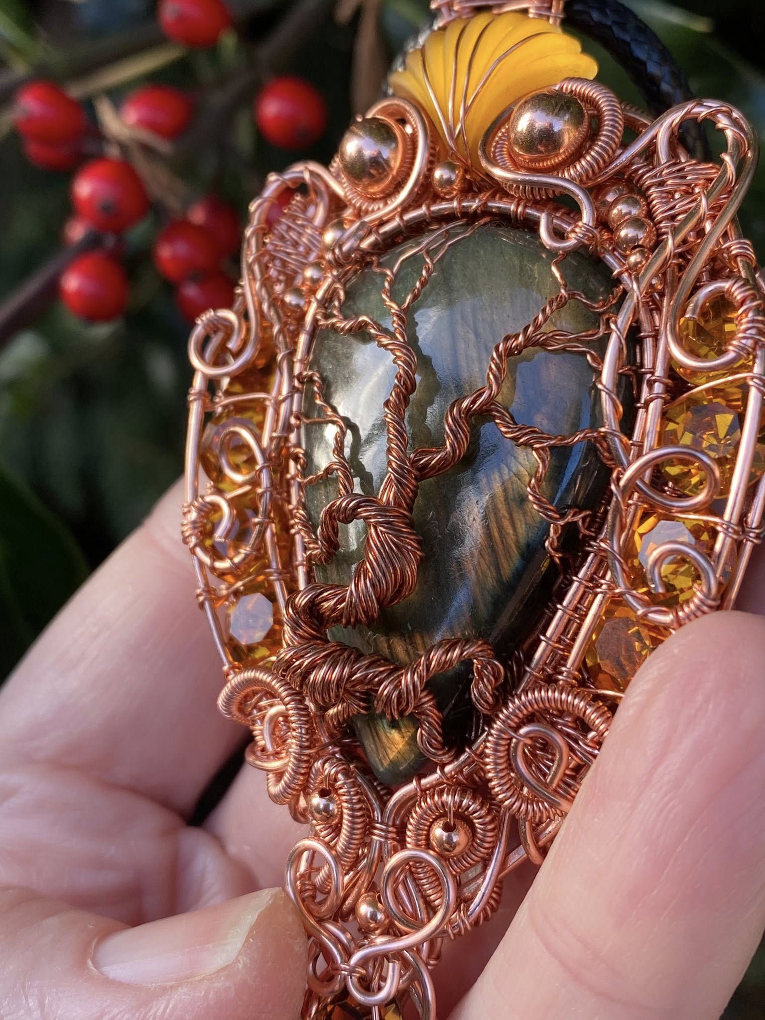 Copper Labradorite Tree of Life Pendant - Image 5