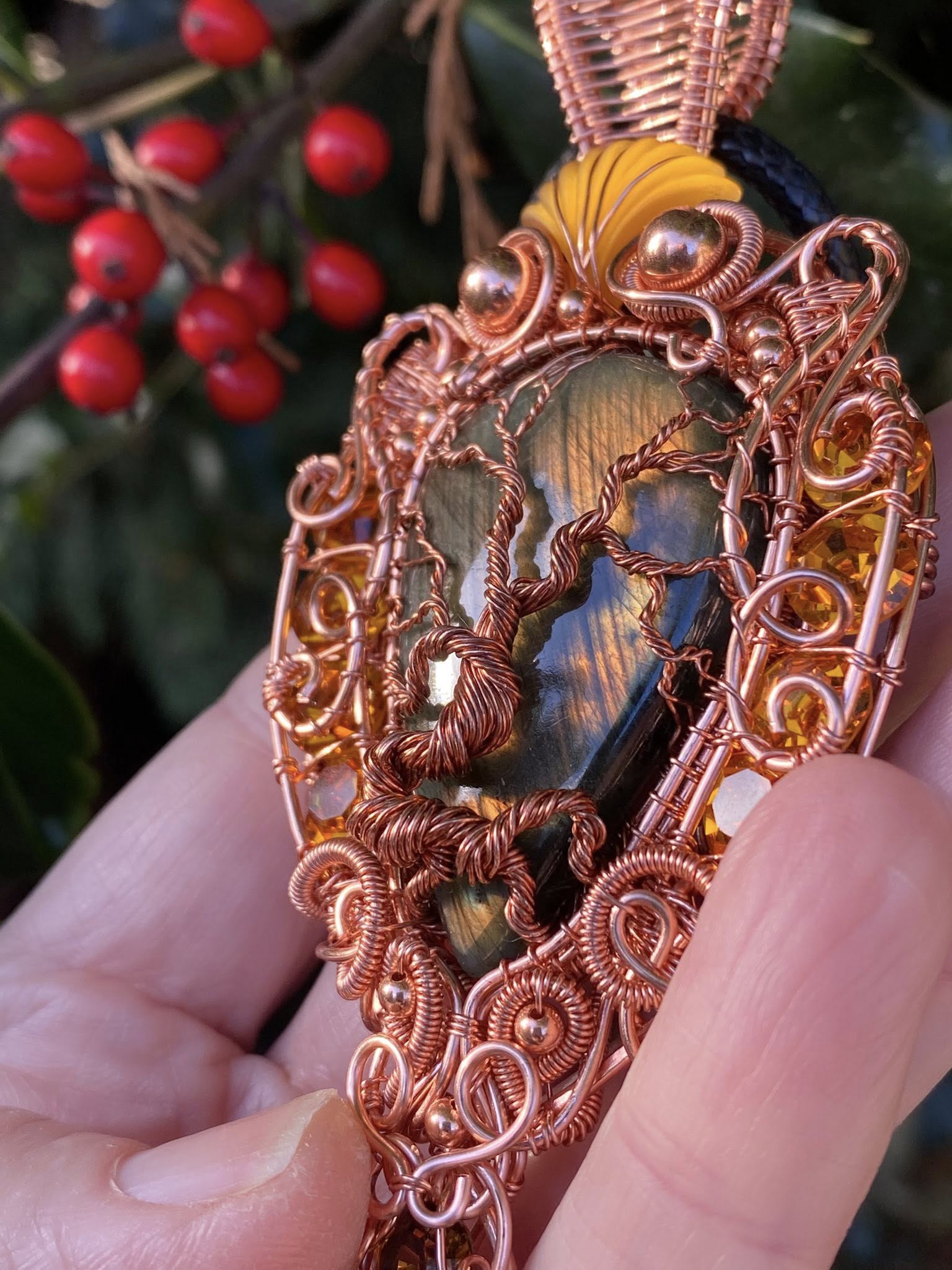 Copper Labradorite Tree of Life Pendant - Image 6