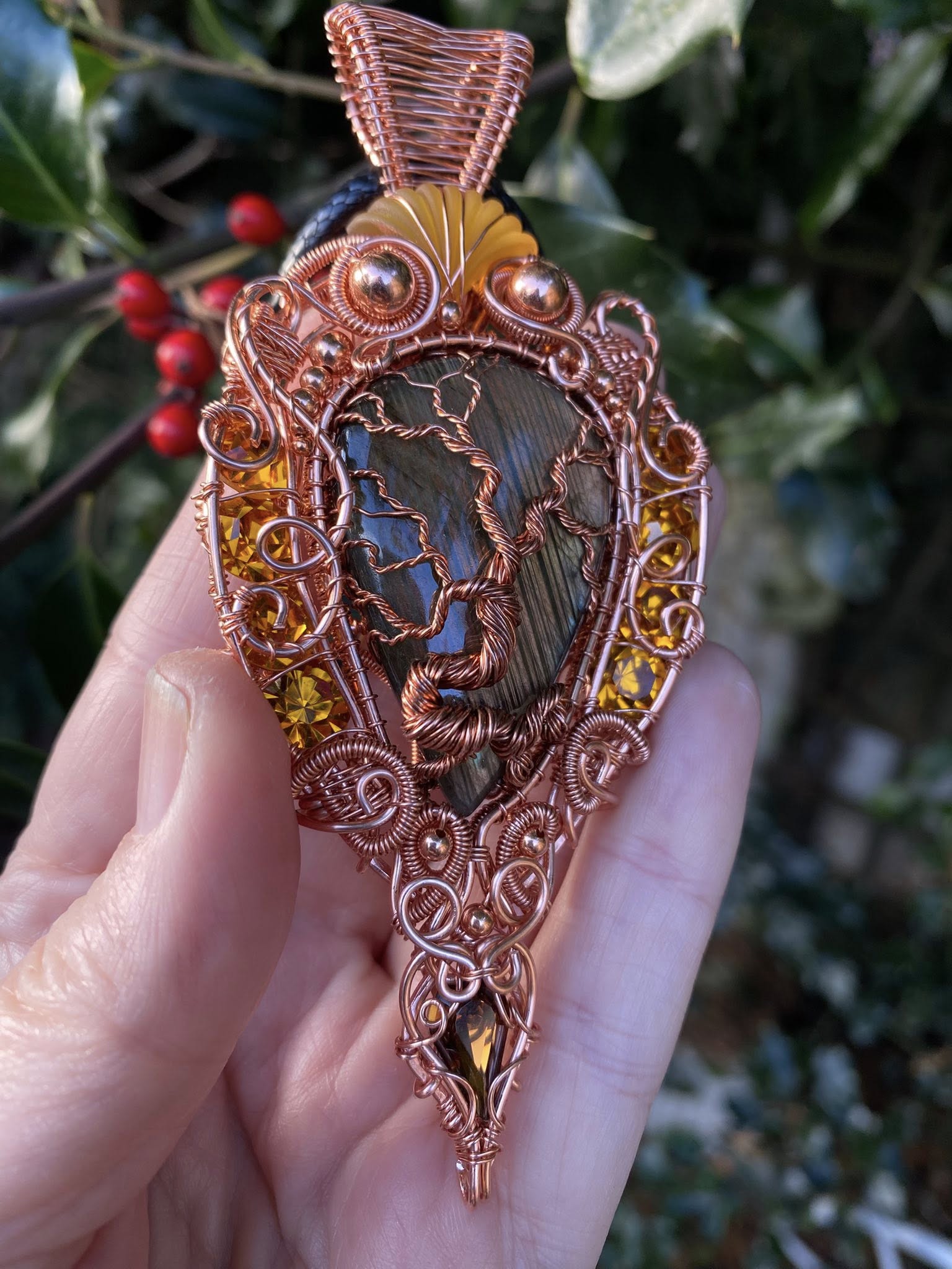 Copper Labradorite Tree of Life Pendant - Image 9