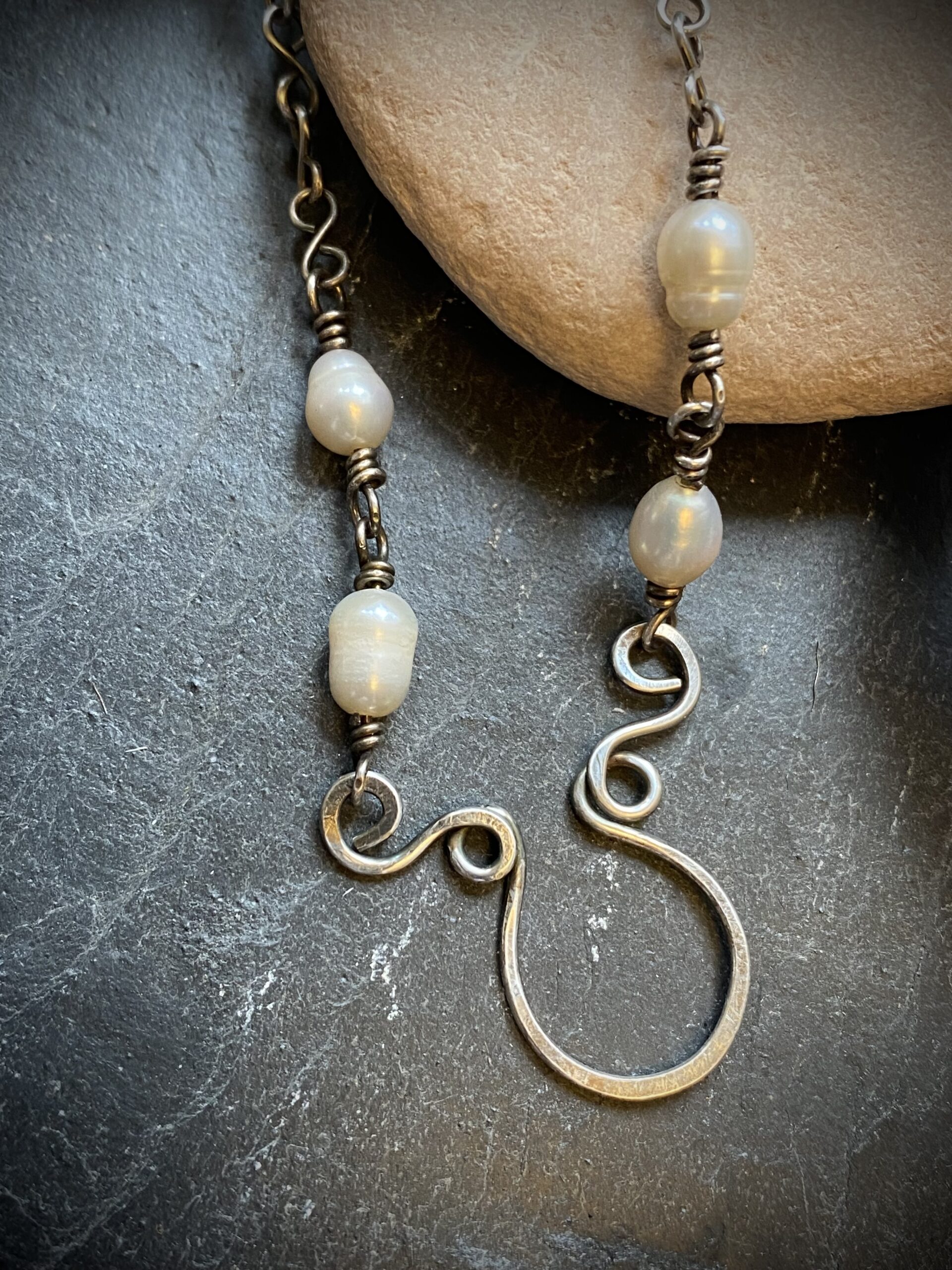 Handcrafted Silver-Filled Angel Wing Necklace with Vintage Pearls - Image 7