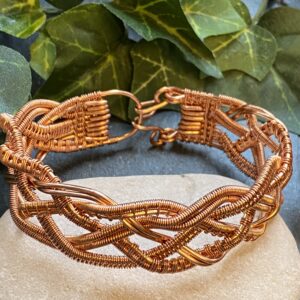 Copper 5 strand braid bracelet with hook closure Handmade braided copper wire bracelet with woven textures Artisan copper bracelet made from eight strands of wire