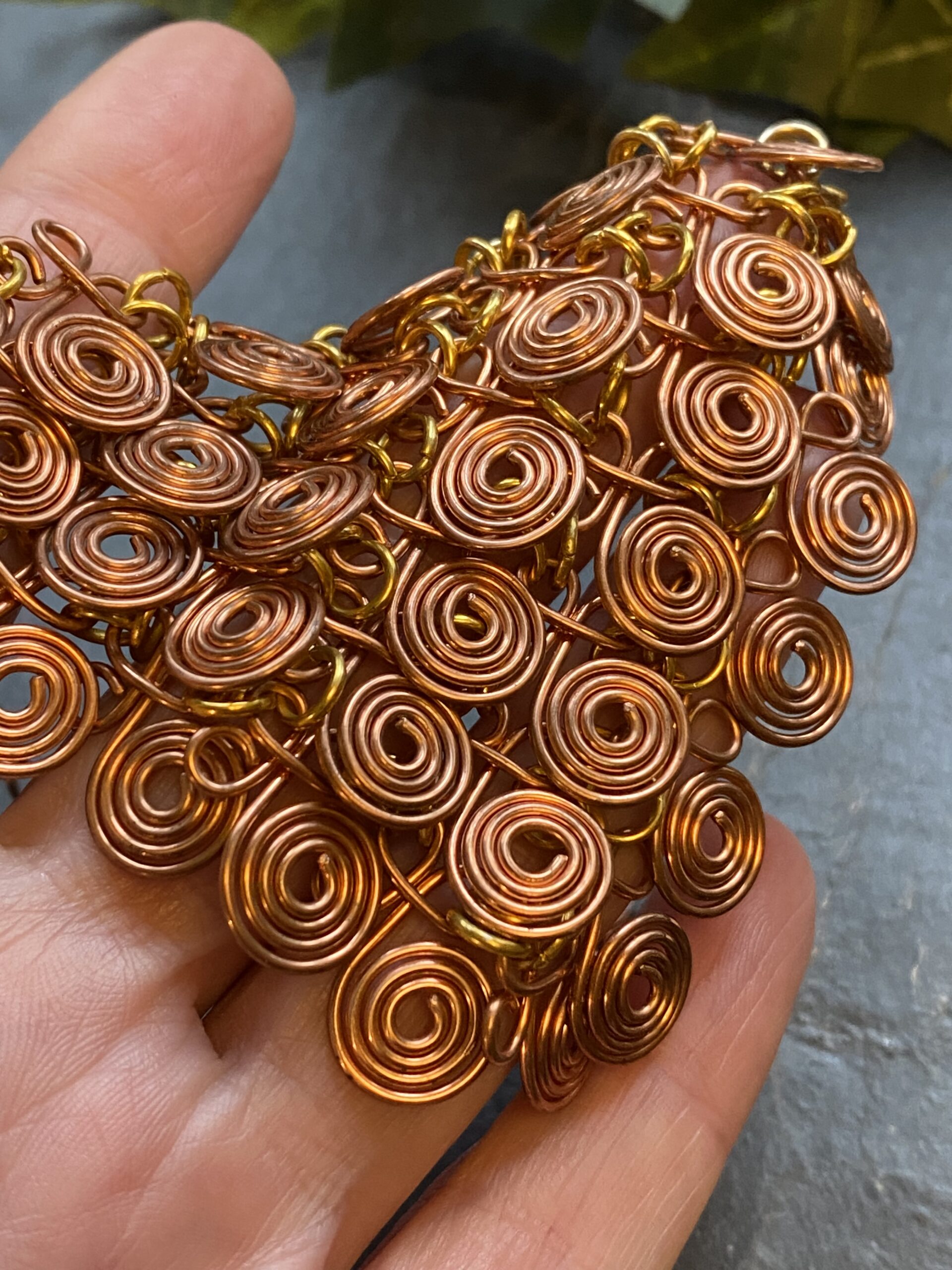 copper chain mail necklace - Image 6