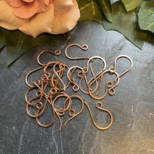Handmade copper earring wires shaped and hammered for strength, jewelry making findings