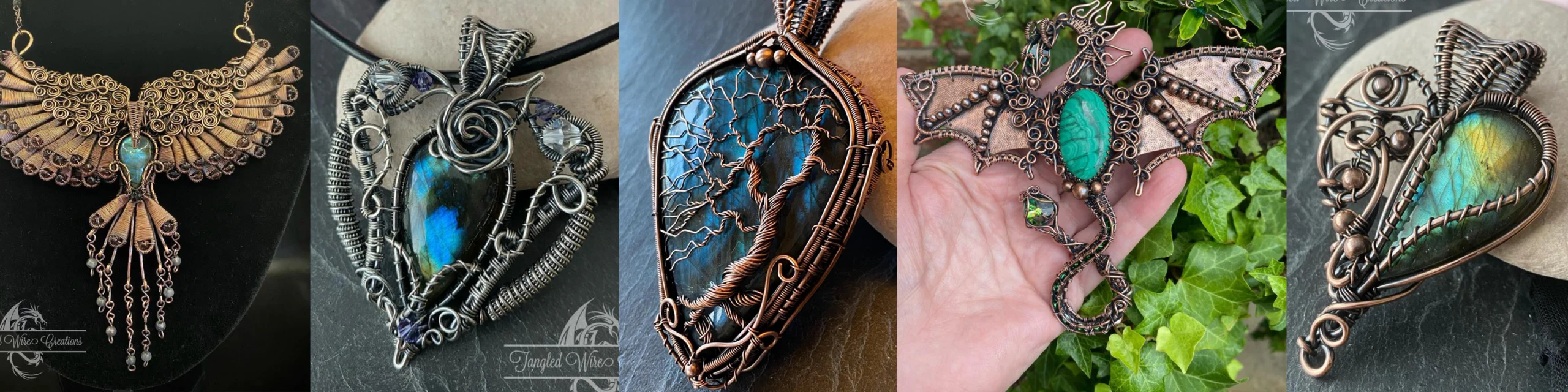 Example pieces handmade by Hilary