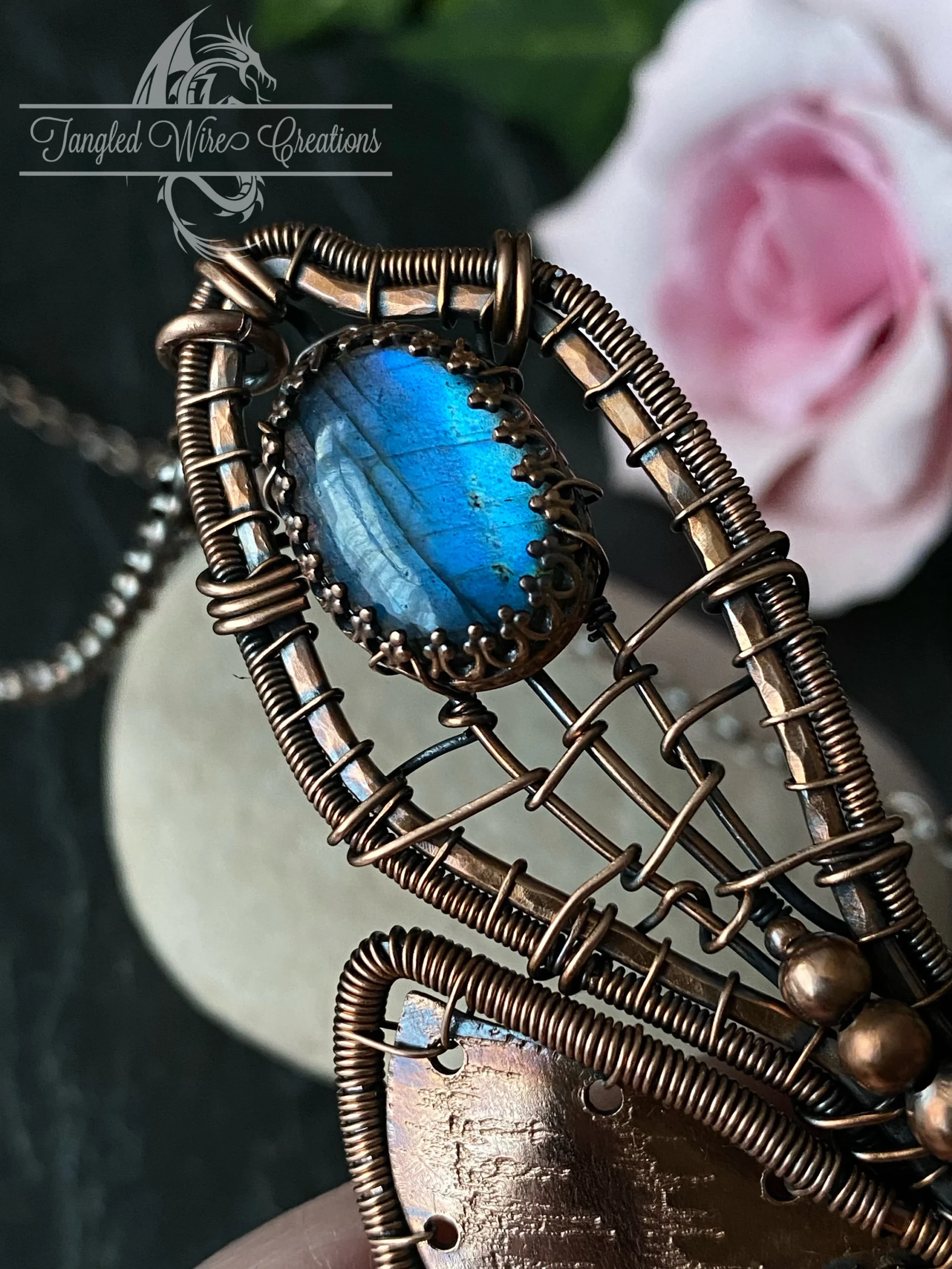 Deaths Head Moth Copper Bib Necklace - Image 4