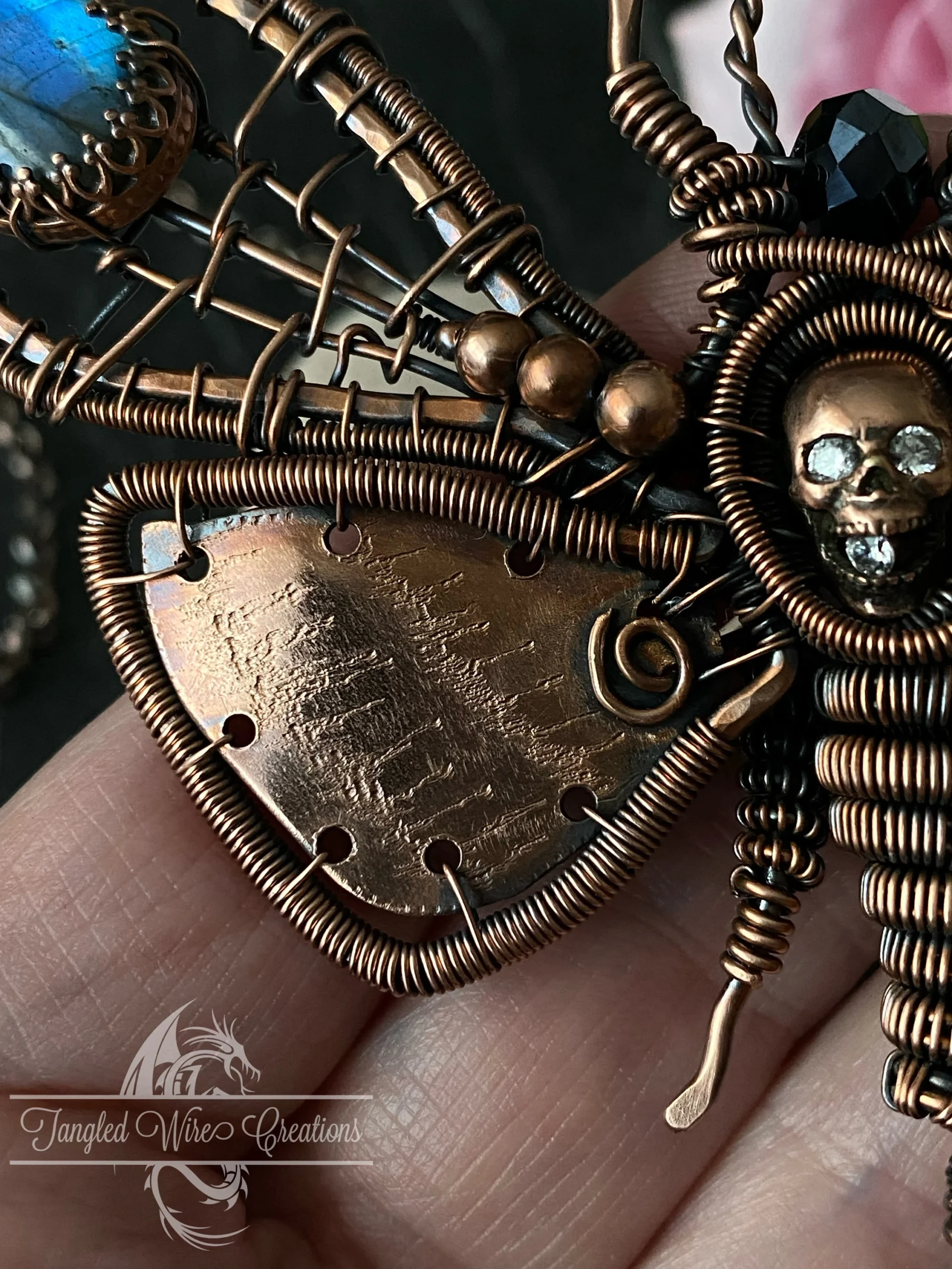 Deaths Head Moth Copper Bib Necklace - Image 5