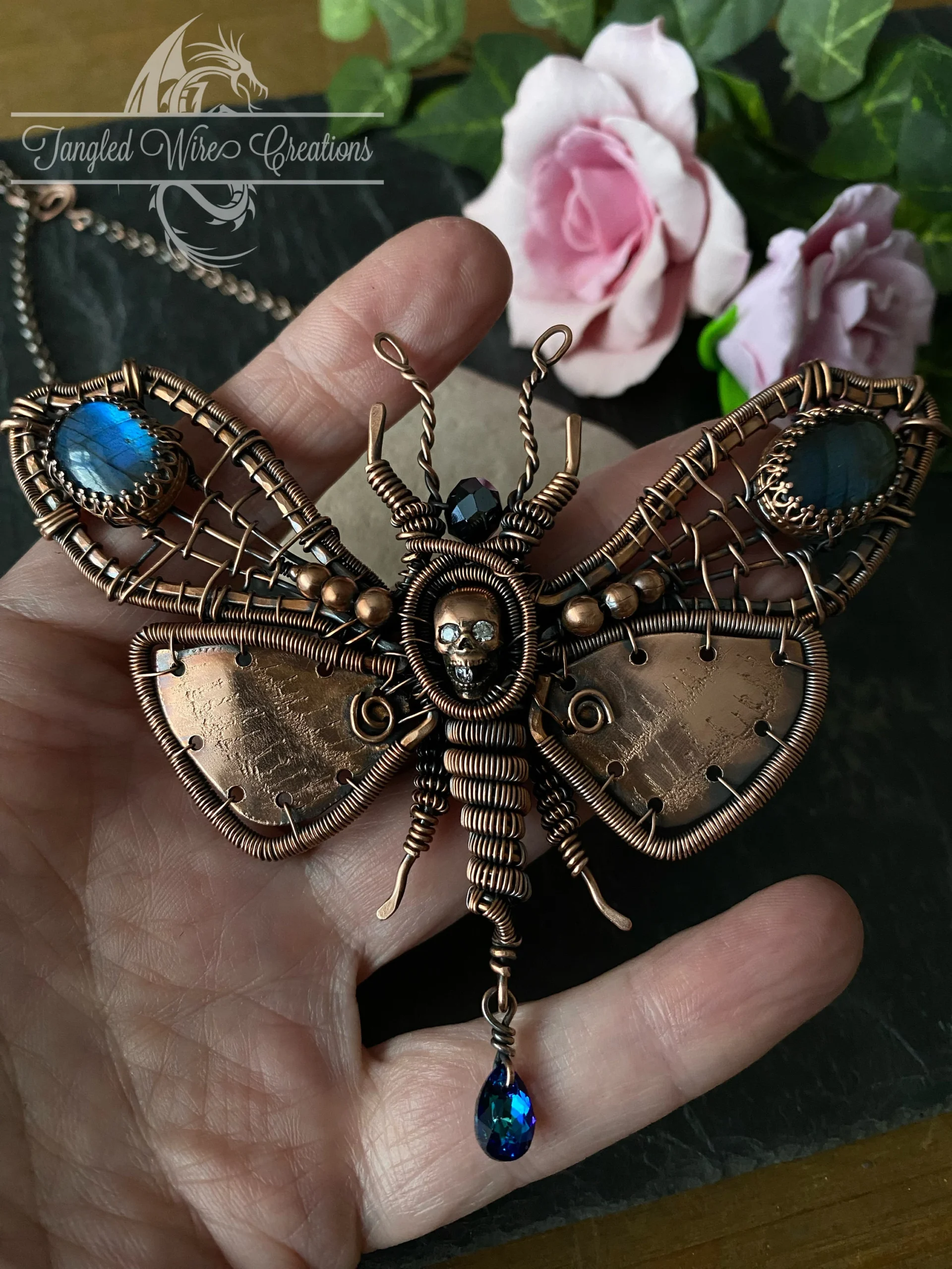 Deaths Head Moth Copper Bib Necklace - Image 8