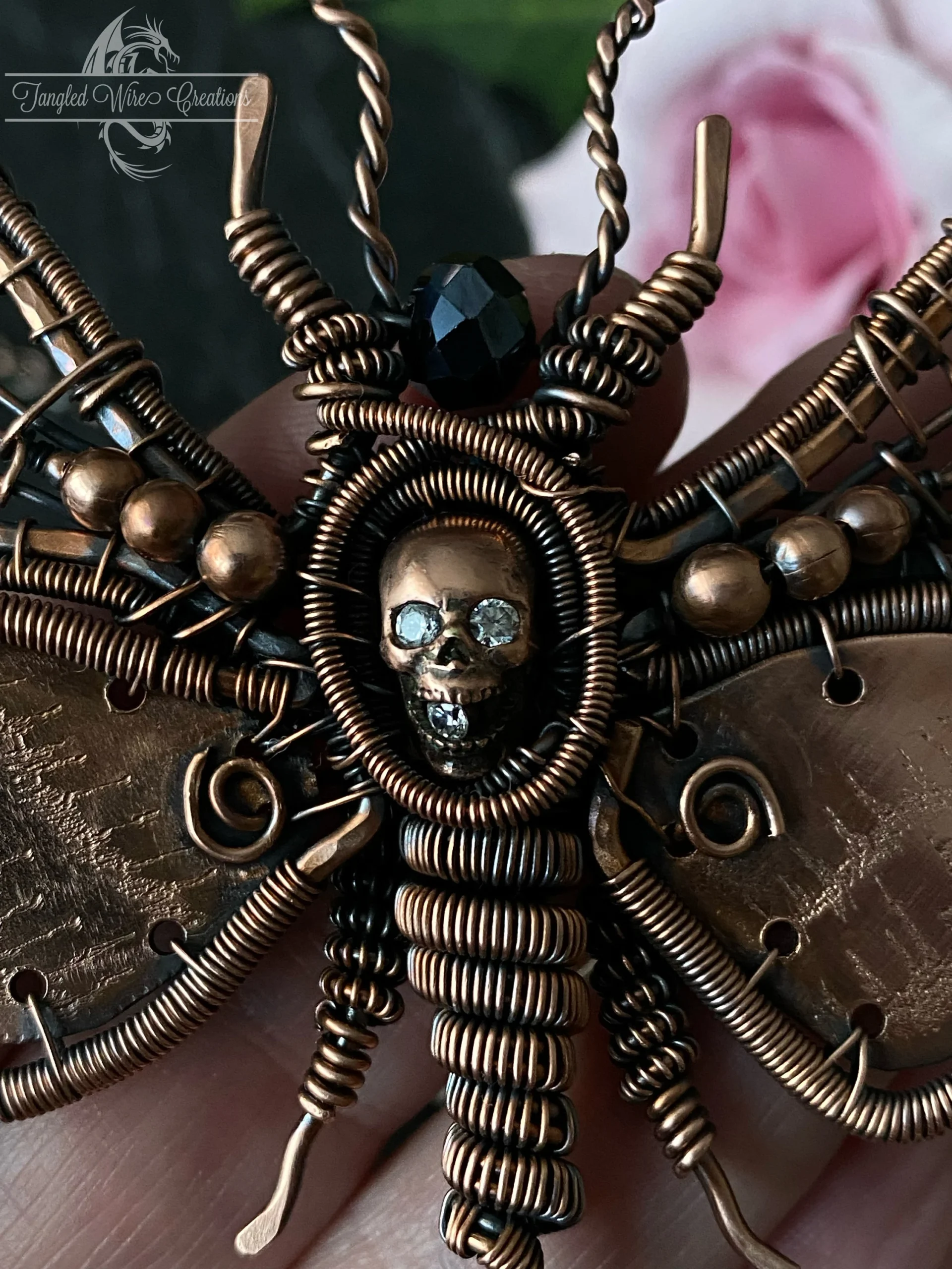 Deaths Head Moth Copper Bib Necklace - Image 9