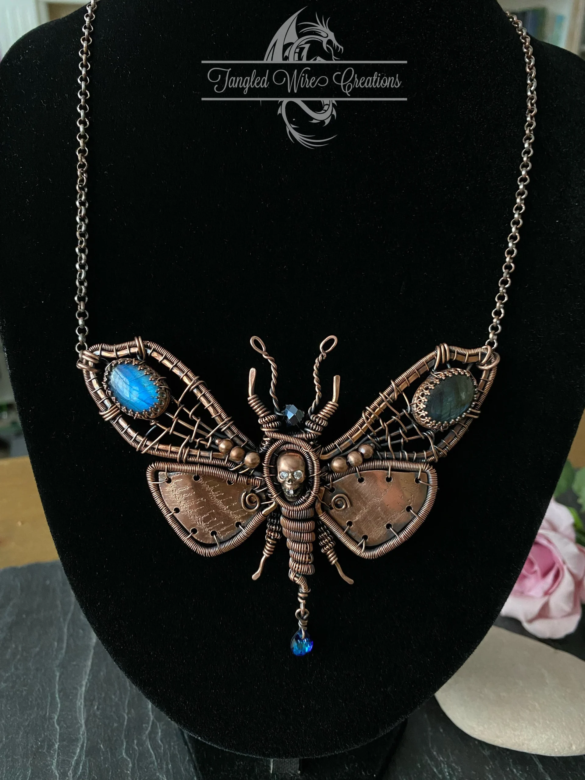Deaths Head Moth Copper Bib Necklace - Image 10