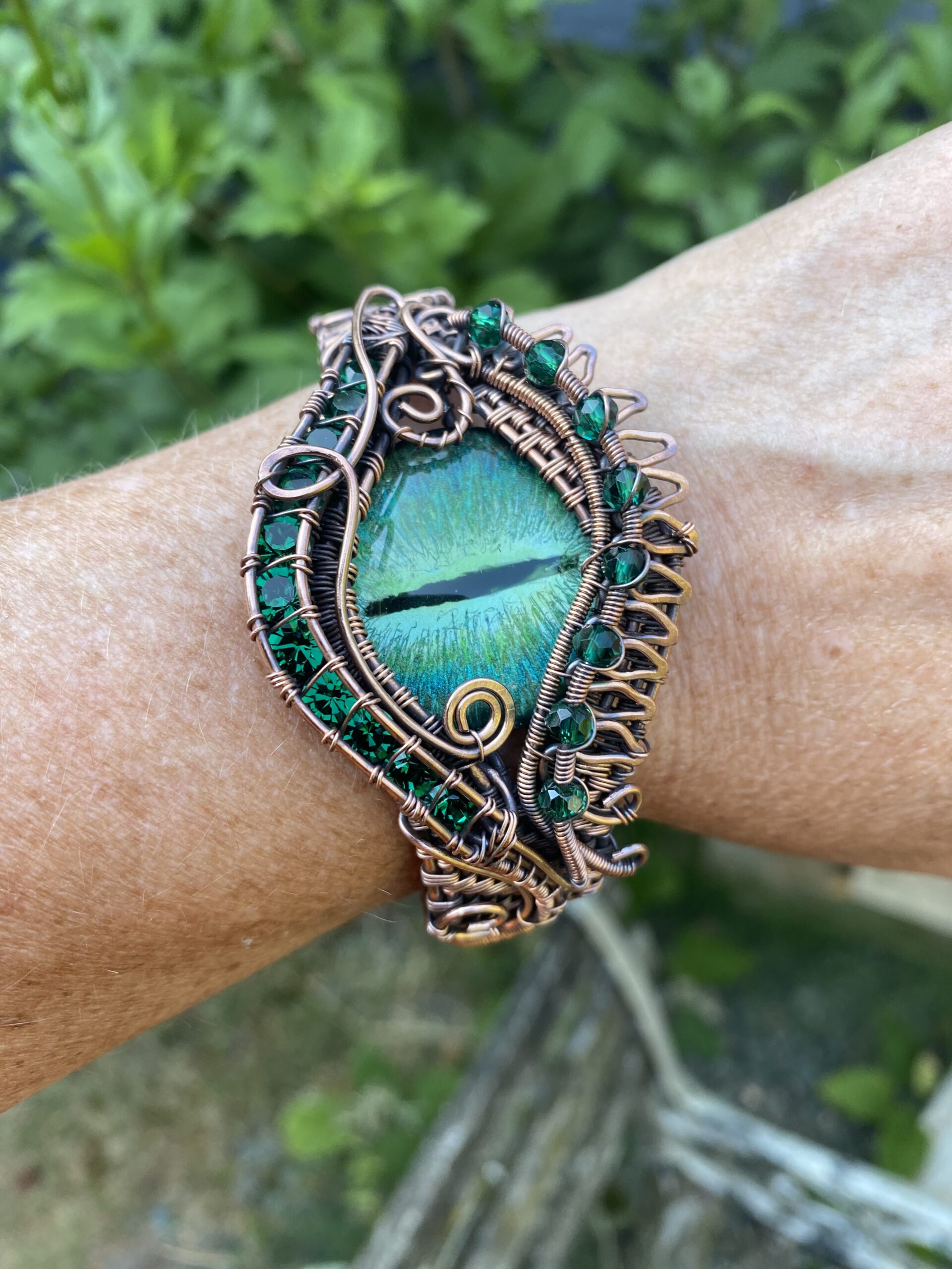 Forest dragon copper cuff bracelet - Image 2