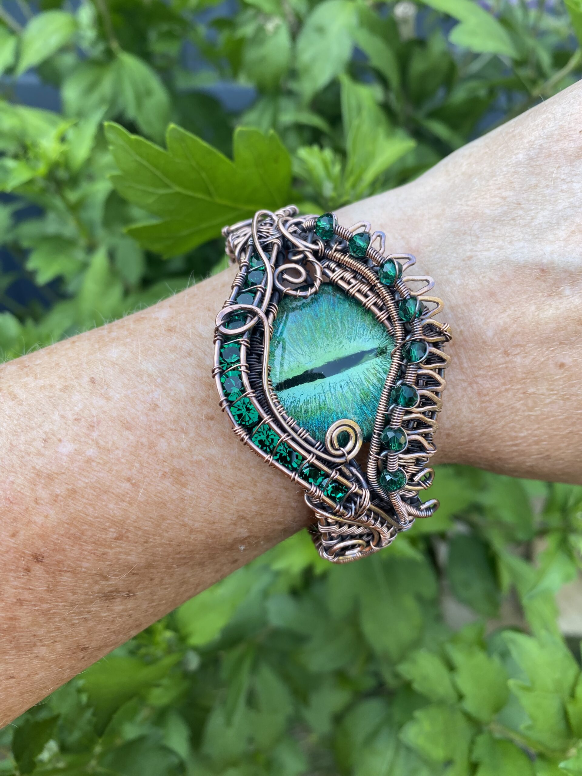 Forest dragon copper cuff bracelet - Image 10