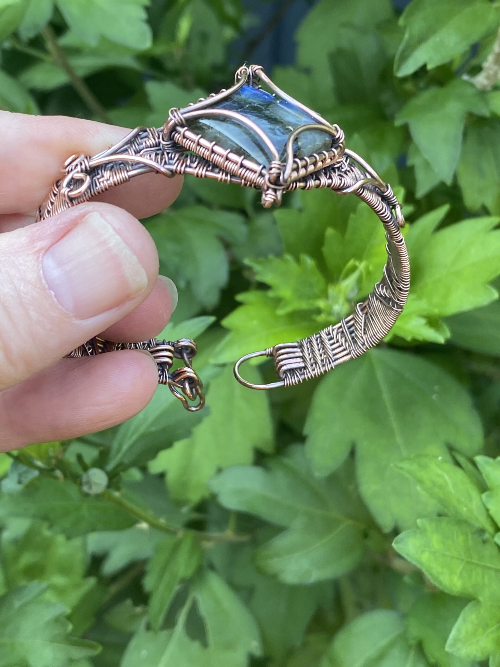 Handmade Labradorite Copper Cuff Bracelet - Image 7